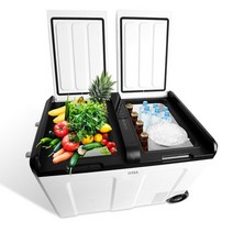 REINA 대용량 캐리어식 차량용 냉장 냉동고 52L, 화이트블랙, RL-5252WS