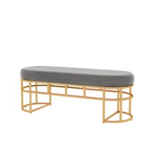 북유럽 신발스툴 럭셔리 벨벳 의자 현관벤치 골드메탈, 140×35×45 cmㅣ엘레강트 그레이