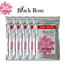 블랙로즈 헤나 염색약 100g 인도직수입 헤나 트리트먼트 가늘고 힘없는모발, 와인레드 5개