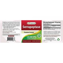 베스트네이쳐스 Serrapeptase 120000 SPUs 90 채식주의자 캡슐 - 부비동 건강 지원