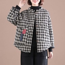 여성 차이나카라 블랙체크 누빔 패치포인트 자켓 점퍼 비보뉴 I948Q497