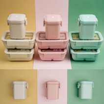 직장인 도시락통 친환경 비건 점심도시락, 그린, 직사각 850ml