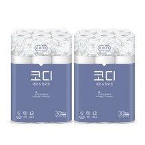 [코디] 데코앤화이트 화장지 30Mx30롤 2팩(천연펄프 무형광, 단일속성