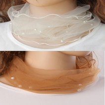 시크해 2276 메쉬스카프(2개) 진주스카프 가을 넥워머 가을 여성 쁘띠 숏 스카프머플러 여자 봄 가을겨울 간절기