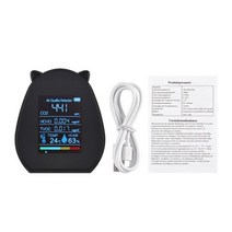 금속 탐지기 방수 2.9인치 대기질 모니터 C 측정기 USB 충전식 온도계 습도계 TVOC HCHO 검출기, 검은색