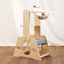 아쭈 미니 원목 캣타워 먼치킨 소형 고양이, 1개