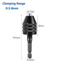 드릴척 드릴 척 키리스 스크루 드라이버 임팩트 어댑터 전기 마이크로 모터 클램프 미니 고정구 육각 생크 비트, [03] 0.3-3.6 6.35mm Hex