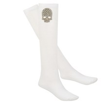 여성 골프니삭스 스컬보석 골프니삭스 무릎아래 테니스 필라테스 골프양말, 화이트