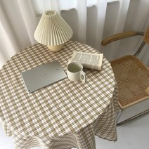 빈티지 감성 테이블보 1인 2인 식탁보 책상보 협탁보 미니 원형 테이블보, M, 1.바닐라 테이블보