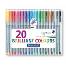 [일오삼유통] 유성볼펜 화이트볼펜 블랙볼펜 잘써지는볼펜 수성펜 필기펜 클립펜 기본볼펜, 혹★ 스테들러 트리플러스 파인라이너 20색 세트 K, [좋아요]