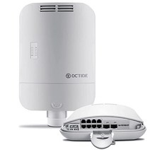 Octide 실외 비바람에 견디는 PoE 스위치 4x기가비트 Poe 포트+1x기가비트 업링크 포트+1SFP 슬롯 올인원 박스 IEEE802.3af/at AI Watchdog, 야외 10 포트
