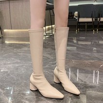 여성용 스틸레토 니하이 쫀쫀 스판 가죽 롱부츠 하늘비즈 C31 S450V863