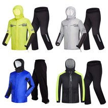 남자 경량 오토바이우비 비옷 상하세트, 003-네온