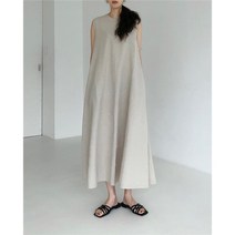 우아글로벌 여름 민소매 A라인 플레어 롱원피스