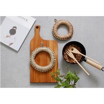 안이뚫린 원형 수제 왕골짚냄비받침대 주방소품 1인가구 답례품 업소용 전통주점 전집 냄비코스터 주점