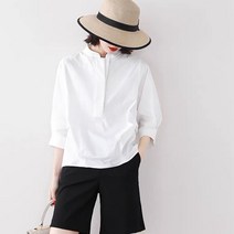모어가든 화이트 남방 셔츠 베이직 블라우스 7부 흰남방 흰색 여성 와이셔츠