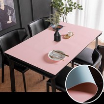 [제이지하우스] 방수 가죽 식탁보 테이블보, 60x120cm, 핑크&스카이블루