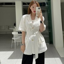 갠소 린넨 벨트 반팔 싱글자켓