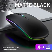 게이밍마우스 게임용 컴퓨터 블루투스 무선 마우스 게이머 충전식 컴퓨터 RGB LED 백라이트 인체 공학적 게, 02 Black, 한개옵션1