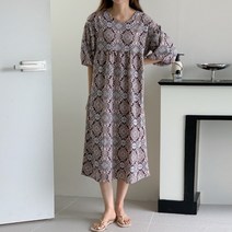여름 50대 미시 중년 여성 엄마옷 등원룩 브이넥 퍼프 에스닉 페이즐 77사이즈 롱 원피스
