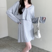 네쥬 여성 봄 여름 롱나시 원피스 크롭 가디건 세트