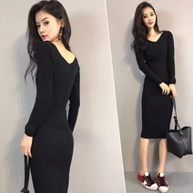 쇼핑하자 골지 V넥 니트 원피스 데일리 여성원피스A3 561402927901_WsCm