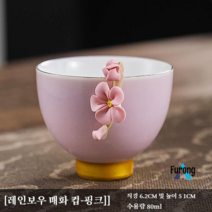 세라믹 컵 선물 상자 쿵푸 차 세트, 무지개 매화-핑크