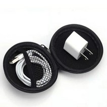 원형 미니 케이블 파우치 USB 충전기 이어폰 다용도