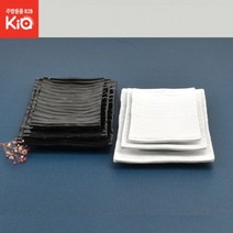 시둥마켓_주방접시 직사각 무늬 멜라민 플레이팅 그릇 식기 유광 레이트, 주름직사각접시 흑스톤 DS-6618