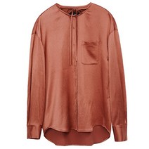 라운드카라셔츠 CCHER 올레 OUTLET S 라운드넥 허리끈남방 실크 양털 울 니시니시 와 2586689036
