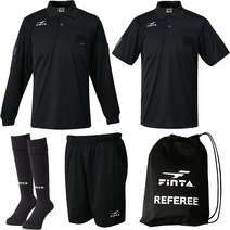 FINTA 축구 풋살 웨어 심판복 4종 세트 (S-XL), 블랙