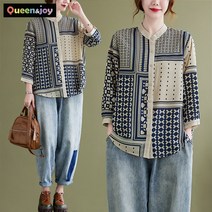 퀸앤조이 지오메트리 차이나넥 셔츠 블라우스***판매자 SSK무역***
