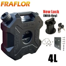 FRAFLOR 캠핑 휴대용 제리캔 오일 탱크 4L, 4L검은색연료탱크+잠그다+스테인리스강판
