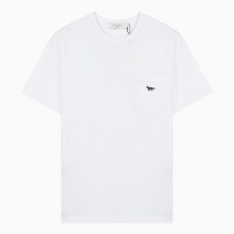 MAISON KITSUNE 명품명품 23SS 메종키츠네 블루 폭스 패치 포켓 화이트 반팔 티셔츠 HM00136KJ0008