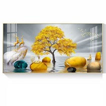 황금 돈나무 대형 액자 5종- 풍수지리인테리어 개업식선물 집들이 선물, 골드, 3.천상의 황금돈나무-e116