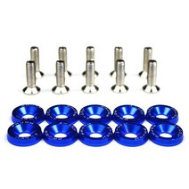 호환 10pcs M6 JDM 자동차 수정 된 16 진수 패스너 펜더 와셔 범퍼 엔진 오목 나사 자동차 스타일링, [04] Blue