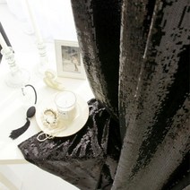 블랙 스팽글 커튼-세로231~270cm/핀 봉집스타일