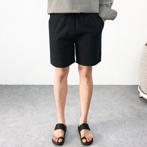 엠클로 남자 파스텔 바이오워싱 여름 린넨 면마 스판 밴딩 반바지 슬랙스 8컬러