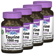 블루보넷 타우린 1000mg 베지터블 캡슐 글루텐 프리 비건 무설탕, 50개입, 4개