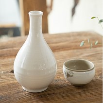 국산 도자기 줄무늬 백자 주병 동동주잔 술병 정종 사케 막걸리잔 1.2L