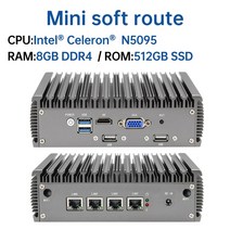 YINGCHI 인텔 셀러론 팬리스 소프트 라우터 미니 PC 4x2.5G LAN HD 및 VGA 포트 방화벽 기기 J4125 N5, 07 N5095 8G 512G SSD_04 EU