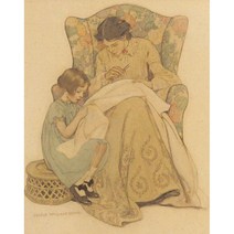 명화 커트지 제시 윌콕스 스미스 - The Sewing Lesson 커트지 패브릭 원단 [테라공방], 광목20수