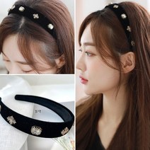 엔틱 클래식 벨벳 헤어밴드 핸드메이드 연예인 명품 제니 여자 여성 얇은 고급 큐빅 머리띠