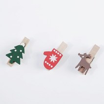 가배공방 크리스마스 나무집게5개 가랜드 집게, 빨간벙어리장갑