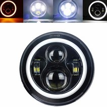 오토바이헤드라이트 7인치 LED 헤드 라이트 DRL Hi/Lo 빔 50W 40W 헤일로 링 앰버 엔젤 아이 Niva 오토바, 01 only 40w headlight