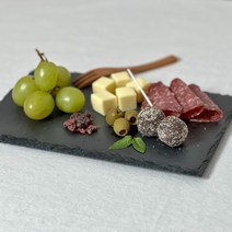 브루클린하우스 스톤플레이트 돌접시 스테이크 치즈 플레이팅 그릇 블랙 슬레이트 보드 원형, 04 직사각 30x20cm