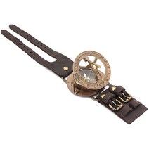 골동품 스타일 해시계 나침반 특이한 유니크한 가죽 손목 시계