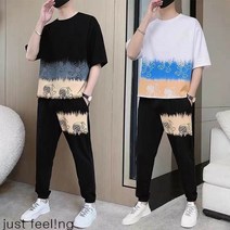 just feel!ng 남성 반팔 티셔츠 트레이닝 바지 상하의 투피스 루즈핏 세트 데일리 빅사이즈