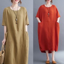 232070 - 차르르 면 롱 원피스/빅사이즈/루즈핏/엄마옷/100/간절기/여름원피스/데일리/임부복