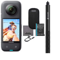 인스타360 X3 72MP Waterproof 5.7K 360° VR AI 액션 헬멧 카메라 + Selfie Stick